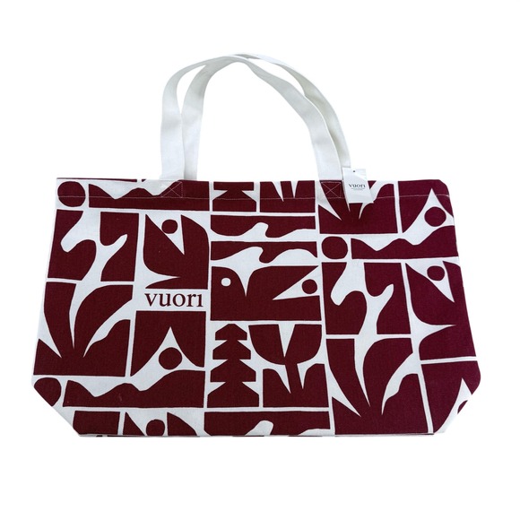 Vuori Handbags - Vuori Cody Hudson Holiday 25 Tote Bag Strawberry Red White Canvas V8187 NEW